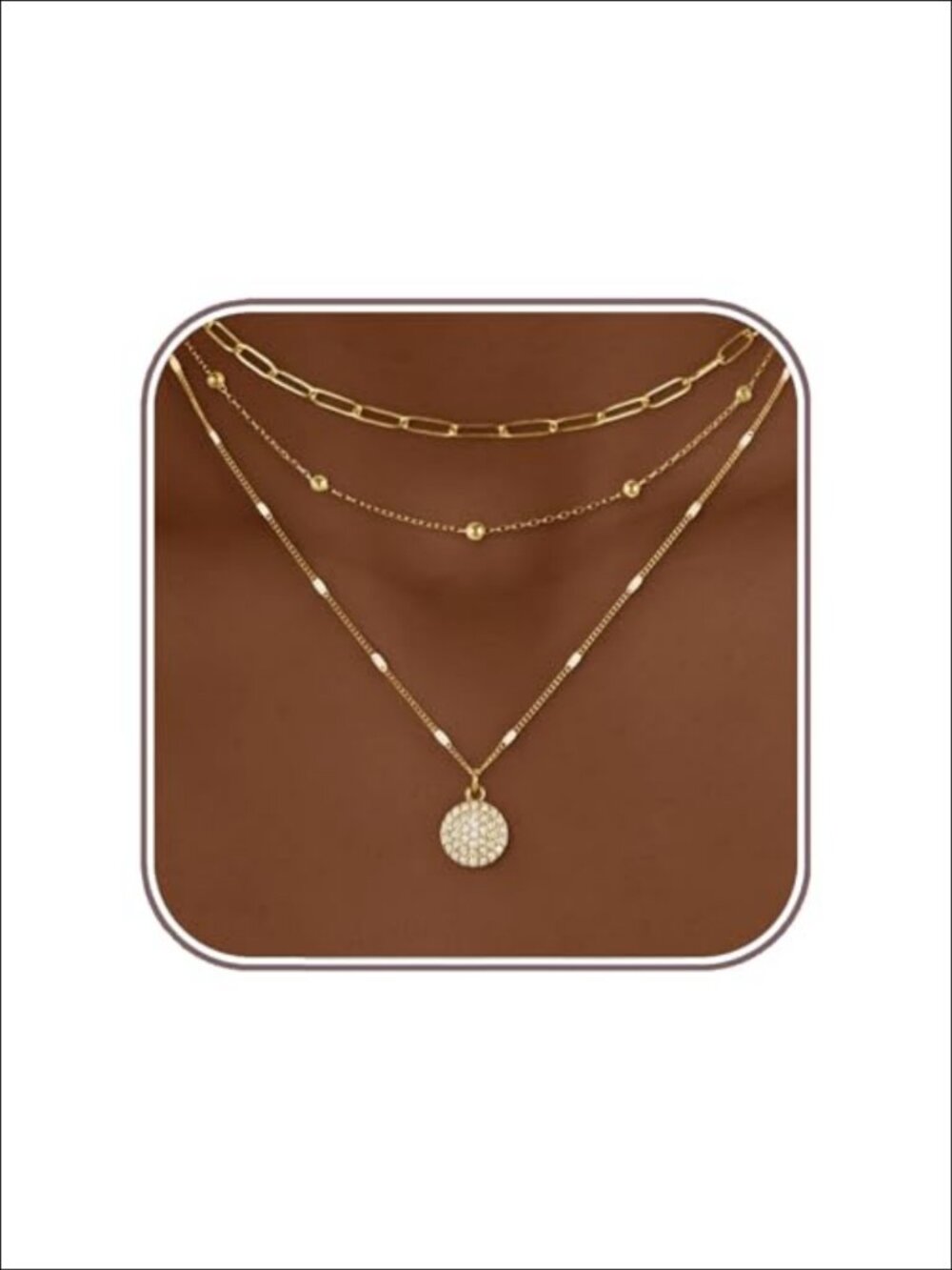 18K Gold Plated Stainless Steel Layered Necklace Stack 3 Pc Set